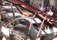 Cars Crushed after Water Tanker Collapsed in Delta Stadium